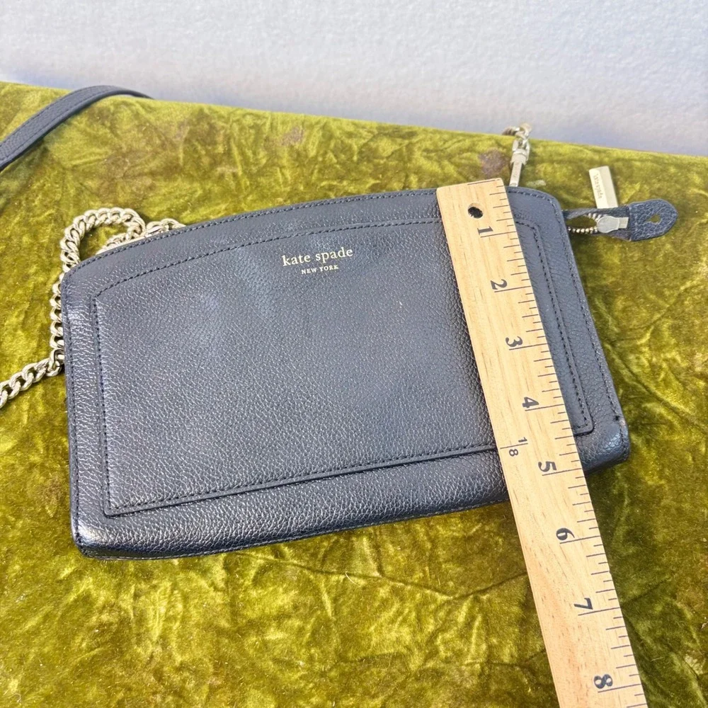 Kate Spade New York Black Pebbled Leather Crossbody Bag Gold Chain Strap